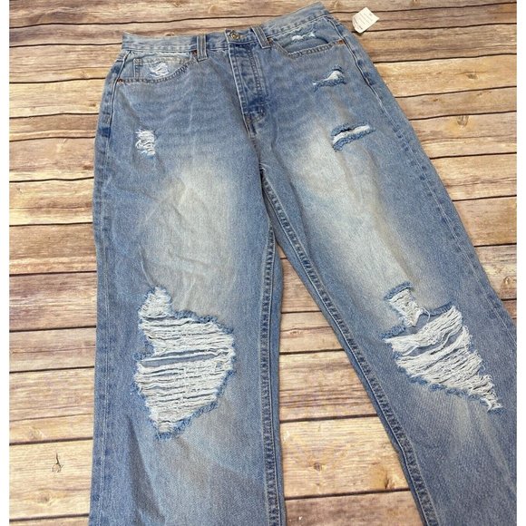 JUICY COUTURE High Rise Light-Wash Destroyed Relaxed Jeans Size 26 - Picture 4 of 9